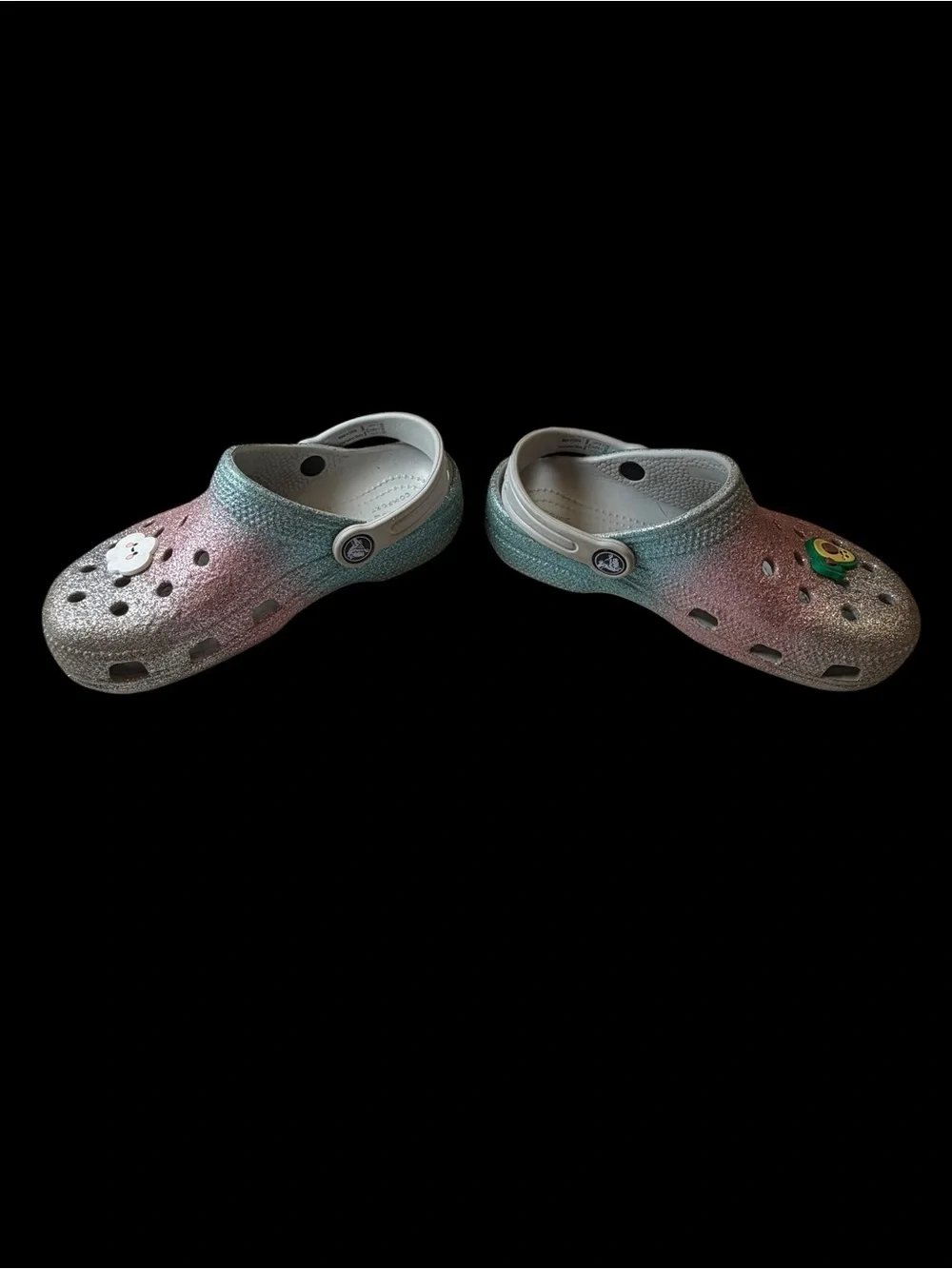 CROCS Kids Glitter Ombre Clogs - Pink Blue Silver